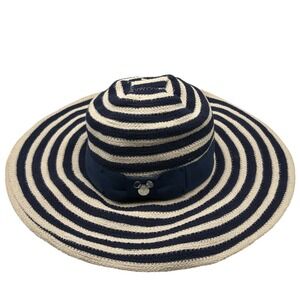 Disney Parks Floppy Sun Hat Striped‎ Ribbon Mickey Mouse Adult Beach Pool Cruise